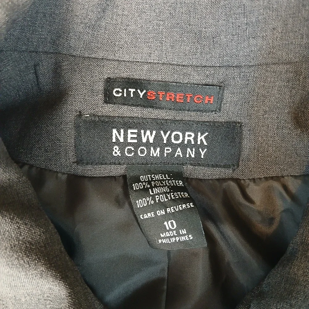New York & Company Zip Up Jacket Womens Size 10 Gray‎ City Stretch Professional